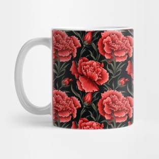 Illustrated Carnation - Red and Green Floral Pattern Mug